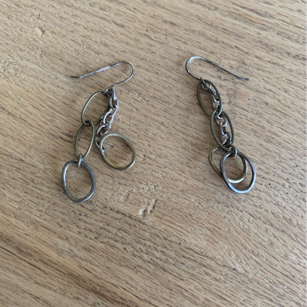 Metal Chain Pierced Earrings Women’s Jewelry‎ Gold Bronze Preloved